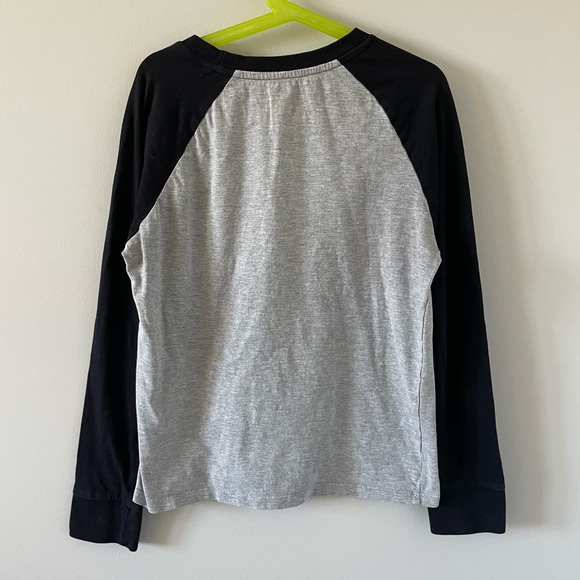 Sears Boys Cotton Long Sleeve Raglan T-Shirt - Grey & Black - Picture 2 of 3